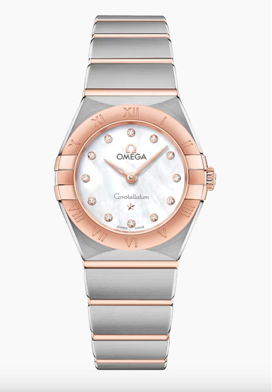 Omega Constellation 25 MM Gold On Steel White Dial Watch 131.20.25.60.55.001