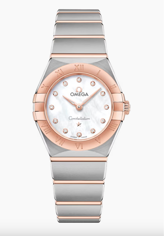 Omega Constellation 25 MM Gold On Steel White Dial Watch 131.20.25.60.55.001