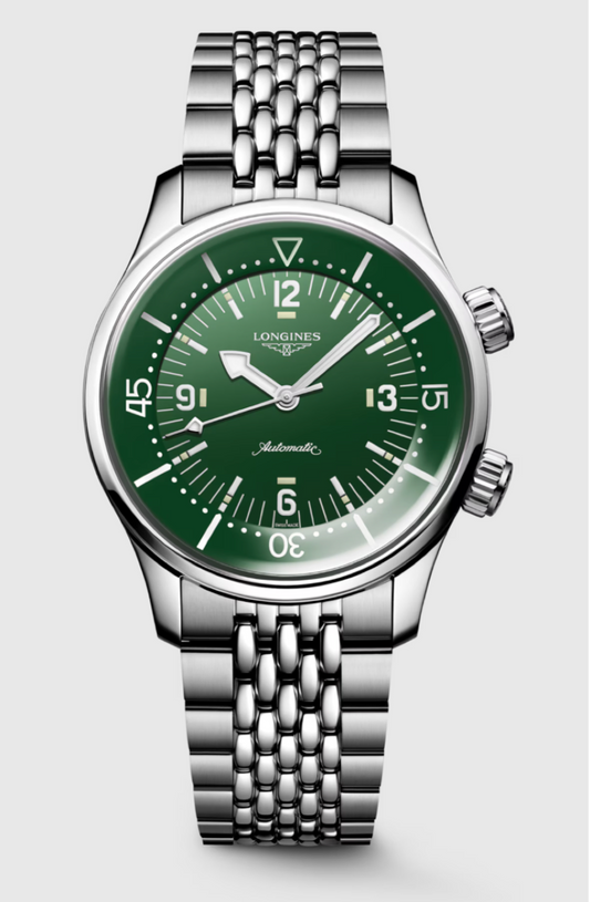 Longines Legend Diver Chronometer Magnetic Resistant 39MM Automatic Stainless Steel Green Dial Watch L37644066