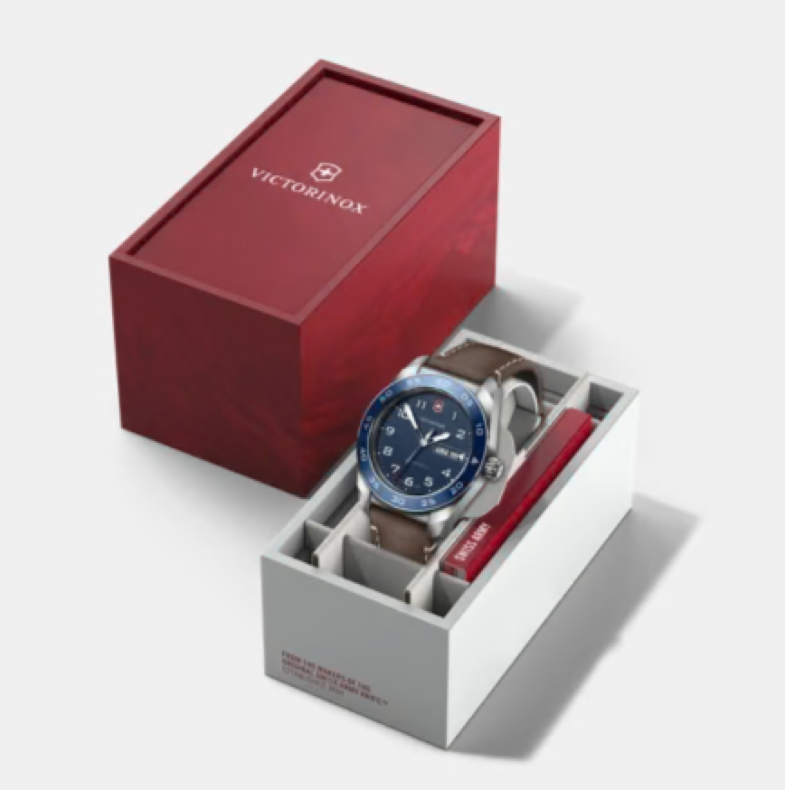 Victorinox Swiss Army Quartz 42 MM Leather SS Blue Dial Watch 242040