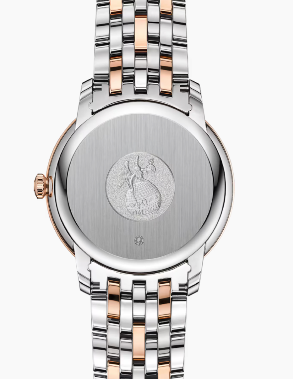 Omega De Ville Prestige 39.5 MM Red Gold On Steel Silver Dial Watch 424.20.40.20.02.003