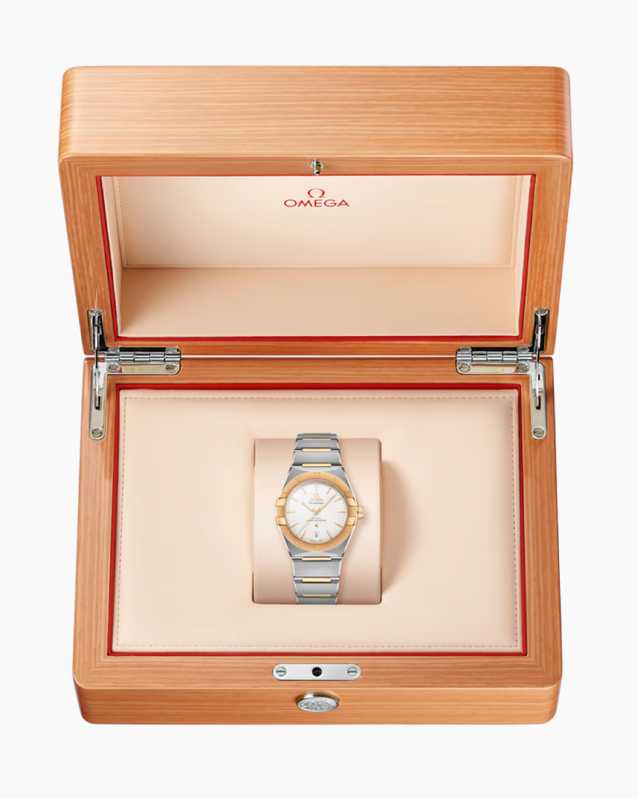 Omega Constellation 36 MM Yellow Gold On Steel Silver Dial Watch 131.20.36.20.02.002