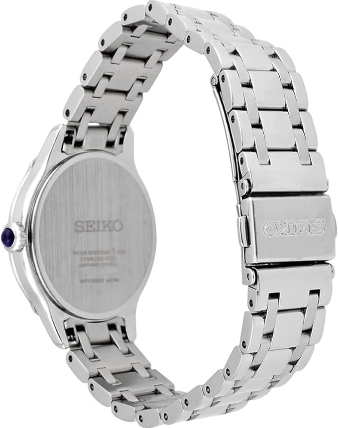 Seiko Analogue Quartz Stainless Steel 30 MM Sapphire White Dial Watch SRZ543P1