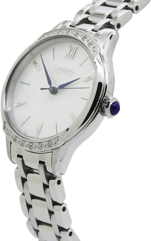 Seiko Analogue Quartz Stainless Steel 30 MM Sapphire White Dial Watch SRZ543P1