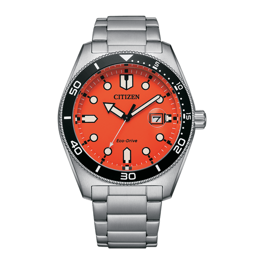 CITIZEN Eco-Drive 43 MM Stainless Steel Orange Dial Watch AW1760-81X