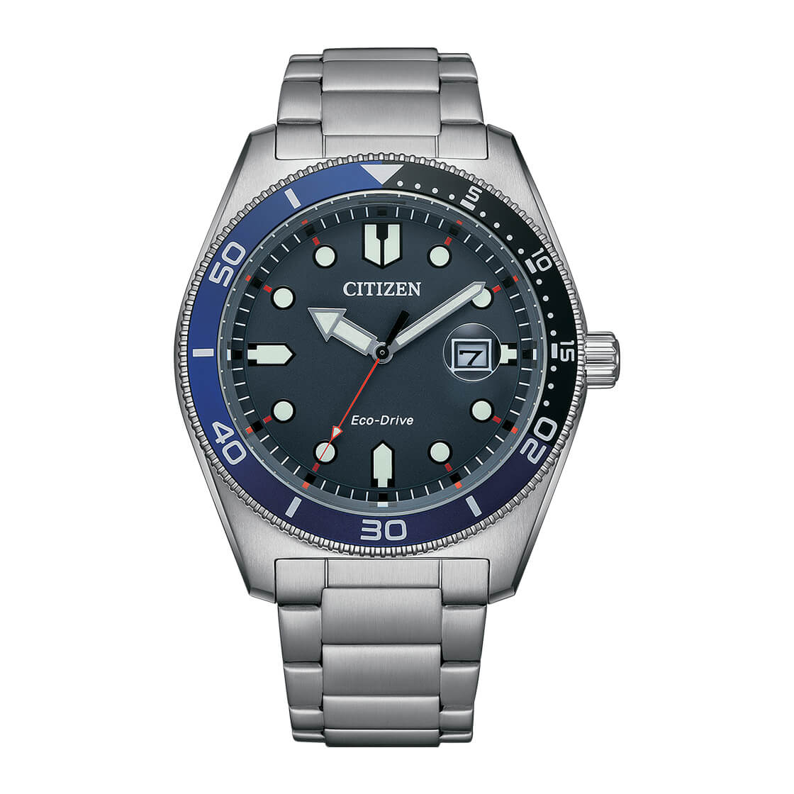 CITIZEN Eco-Drive 43 MM Stainless Steel Black Matt Dial Watch AW1761-89L