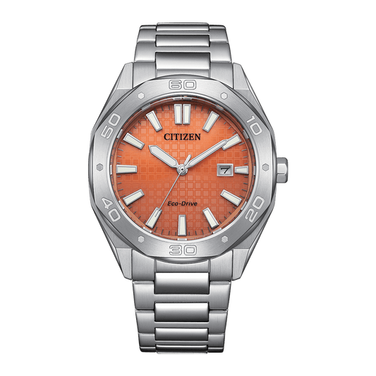 CITIZEN ECO-Drive 41 MM Stainless Steel Orange Dial Watch BM7630-80Z