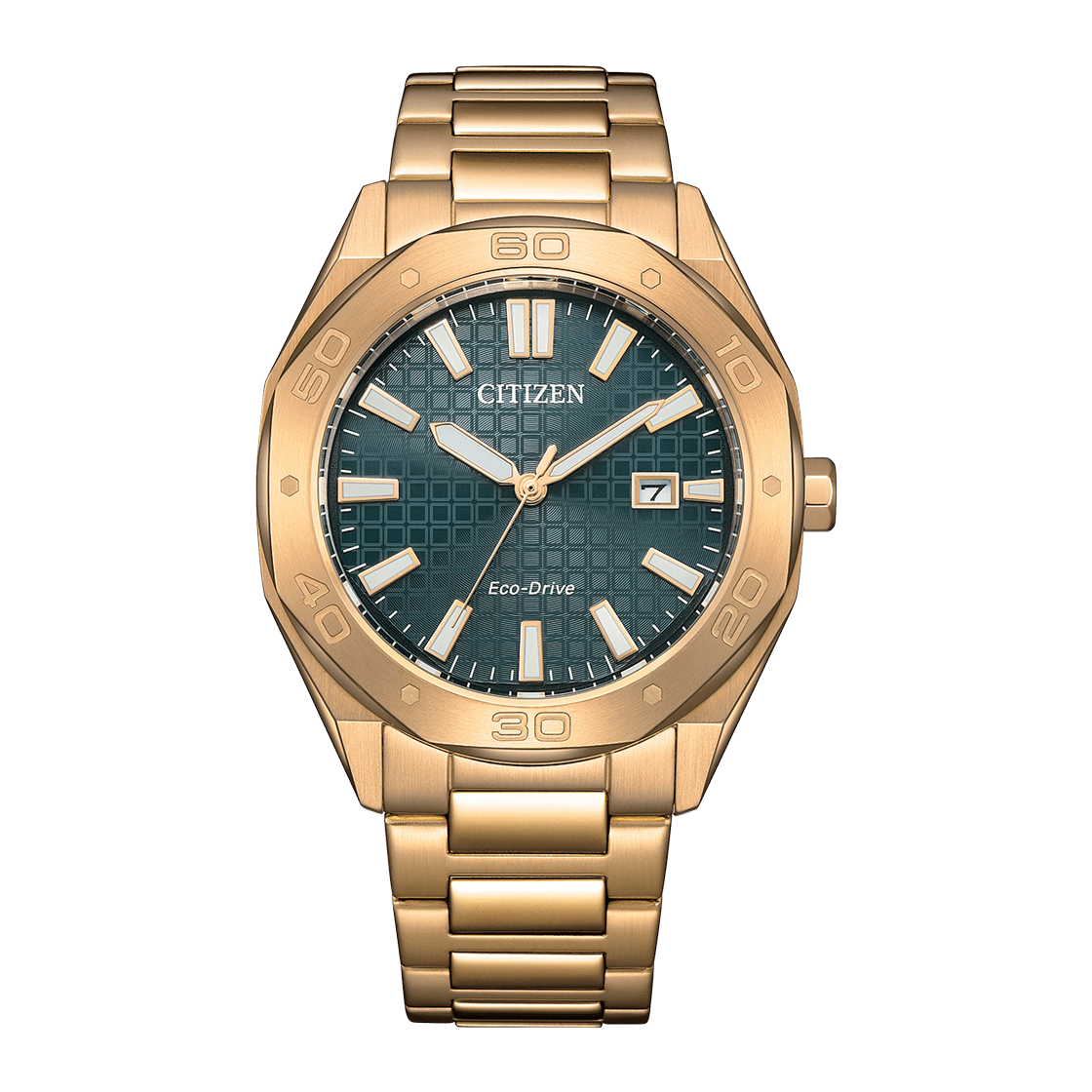 CITIZEN ECO-Drive 41 MM Gold Stainless Steel Green Dial Watch BM7633-81X