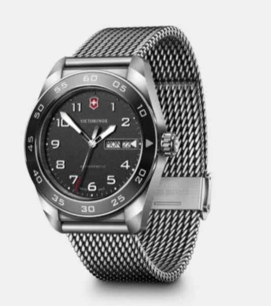 Victorinox Swiss Army Quartz 42 MM Stainless Steel Black Dial Watch 242043