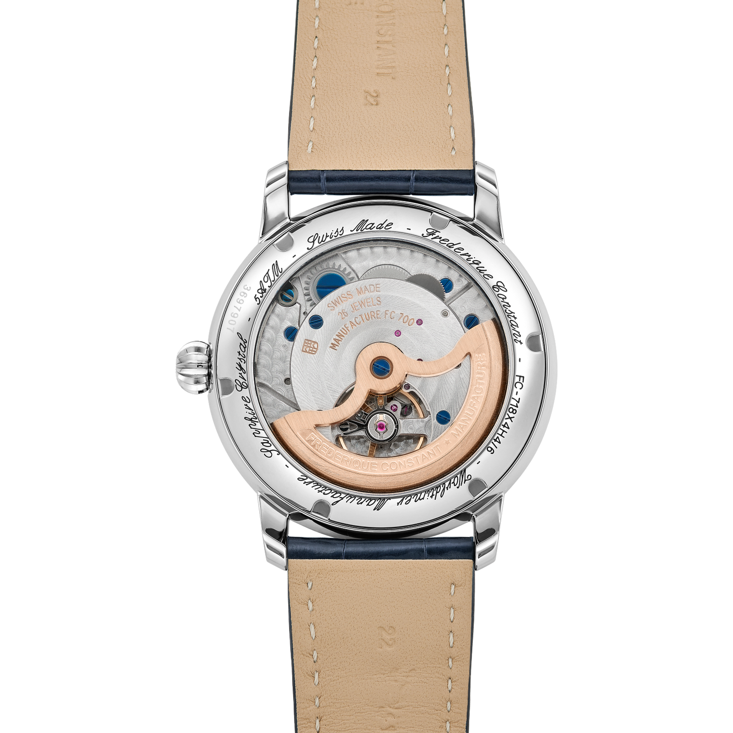 Frederique Classic Worldtimer Manufacture Automatic 42 MM SS Navy Dial Watch FC-718NWM4H6