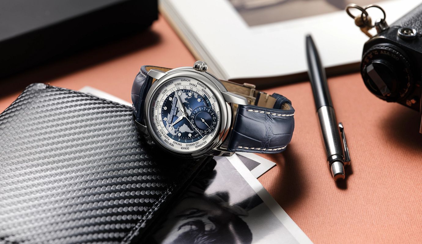 Frederique Classic Worldtimer Manufacture Automatic 42 MM SS Navy Dial Watch FC-718NWM4H6