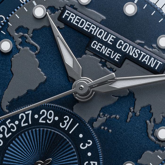 Frederique Classic Worldtimer Manufacture Automatic 42 MM SS Navy Dial Watch FC-718NWM4H6