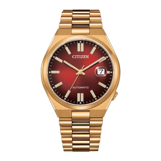 CITIZEN Mechanical Automatic 40 MM Gold Stainless Steel Red Dial Watch NJ0153-82X