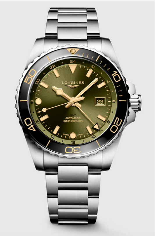 Longines Hydroconquest GMT 43 MM Automatic Stainless Steel Green Dial Watch L38904066