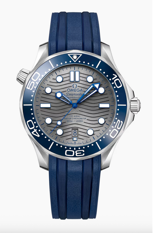 Omega Seamaster Professional Diver 300M 42 MM Steel On Rubber Strap White Dial Watch 210.32.42.20.06.001