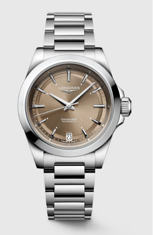 Longines Conquest 34 MM Stainless Steel Automatic Brown Dial Watch L34304626