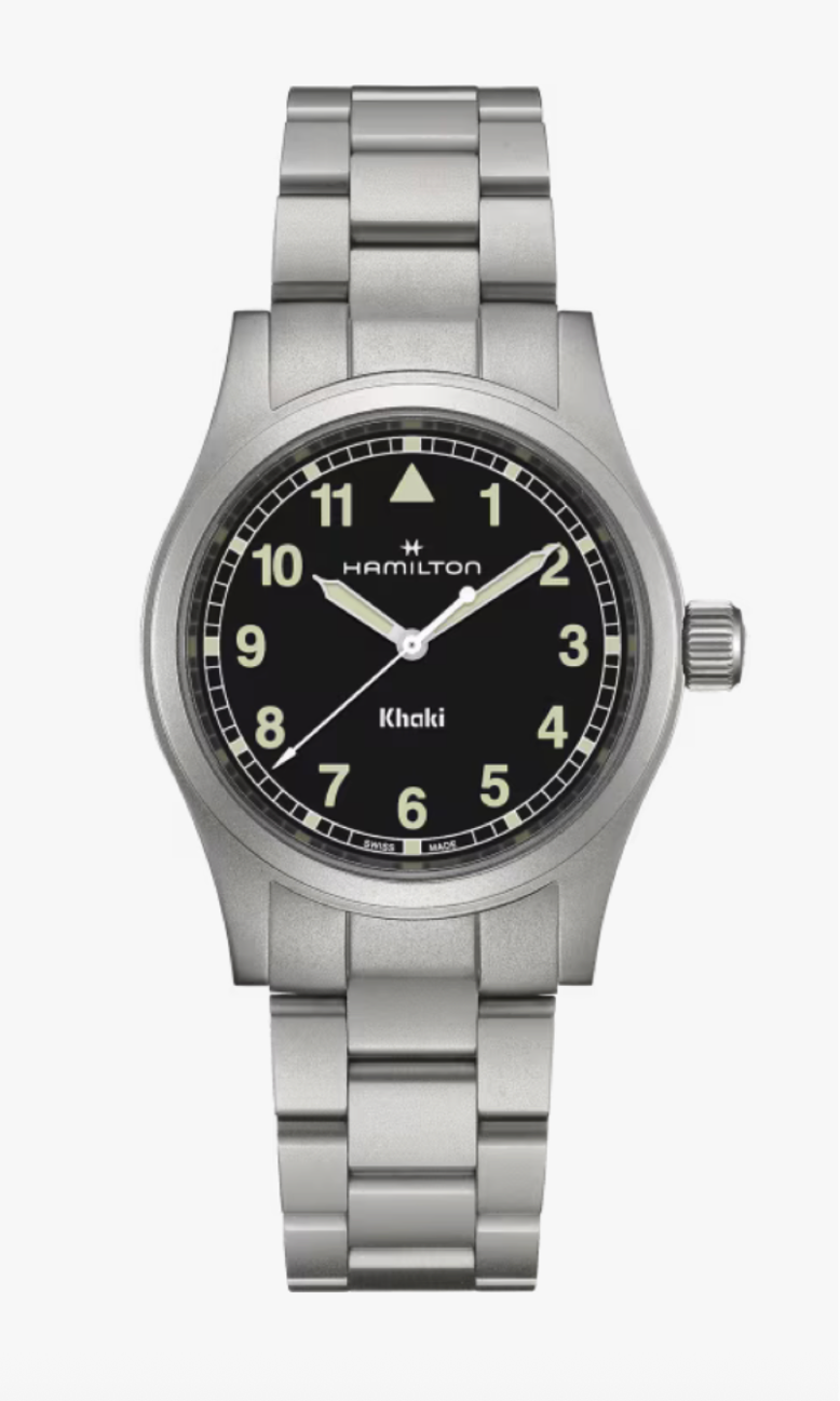 Hamilton Khaki Field Quartz Stainless Steel 38 MM Black Dial Watch H69401130