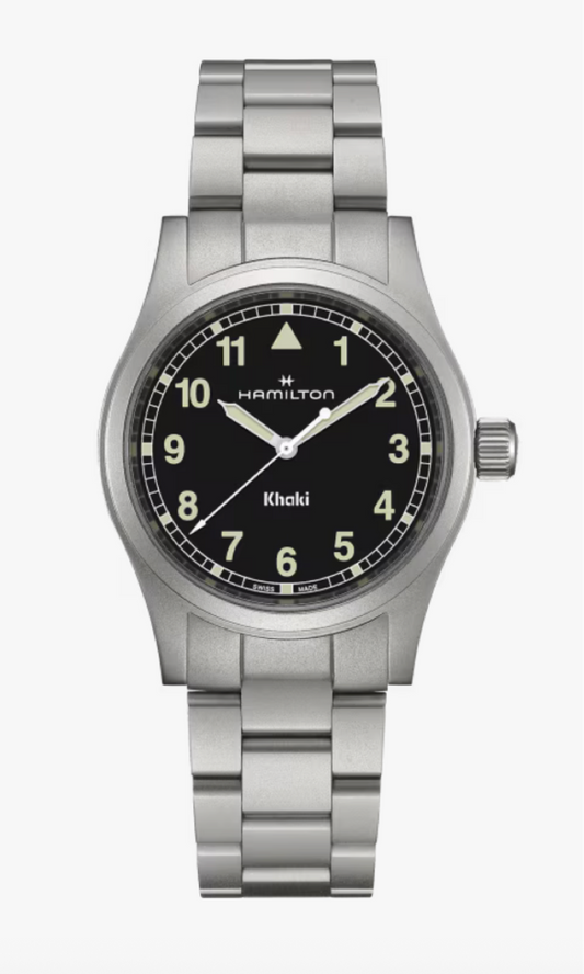Hamilton Khaki Field Quartz Stainless Steel 38 MM Black Dial Watch H69401130