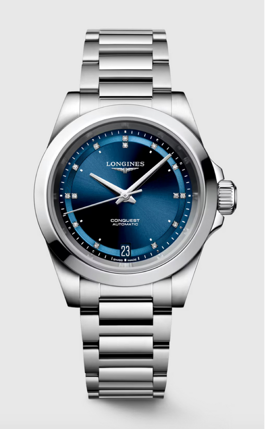 Longines Conquest Diamond Indexes 34 MM Automatic Blue Dial Watch L34304976