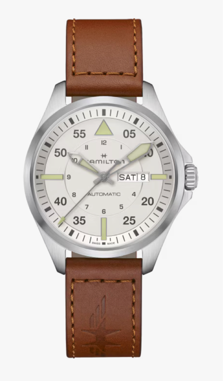 Hamilton Khaki Aviation Pilot Day Date Automatic 42 MM White Dial Watch H64635550