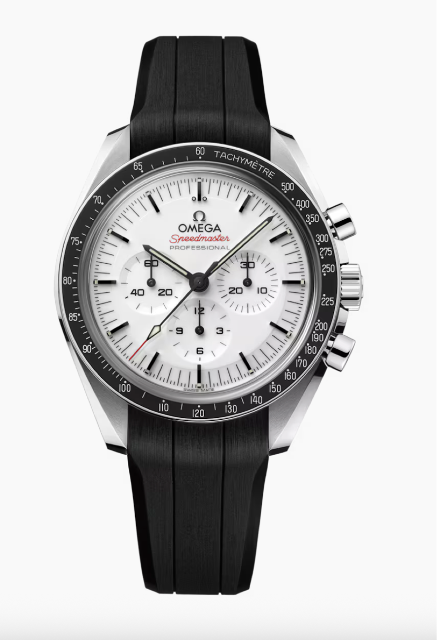 Omega Speedmaster Moonwatch Professional 42 MM Steel On Rubber Strap White Dial Watch 310.32.42.50.04.001