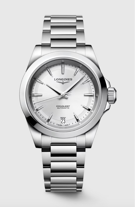 Longines Conquest 34 MM Stainless Steel Automatic Silver Dial Watch L34304726