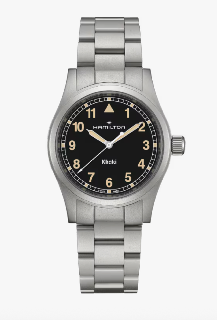 Hamilton Khaki Field Quartz Stainless Steel 38 MM Black Dial Watch H69401131