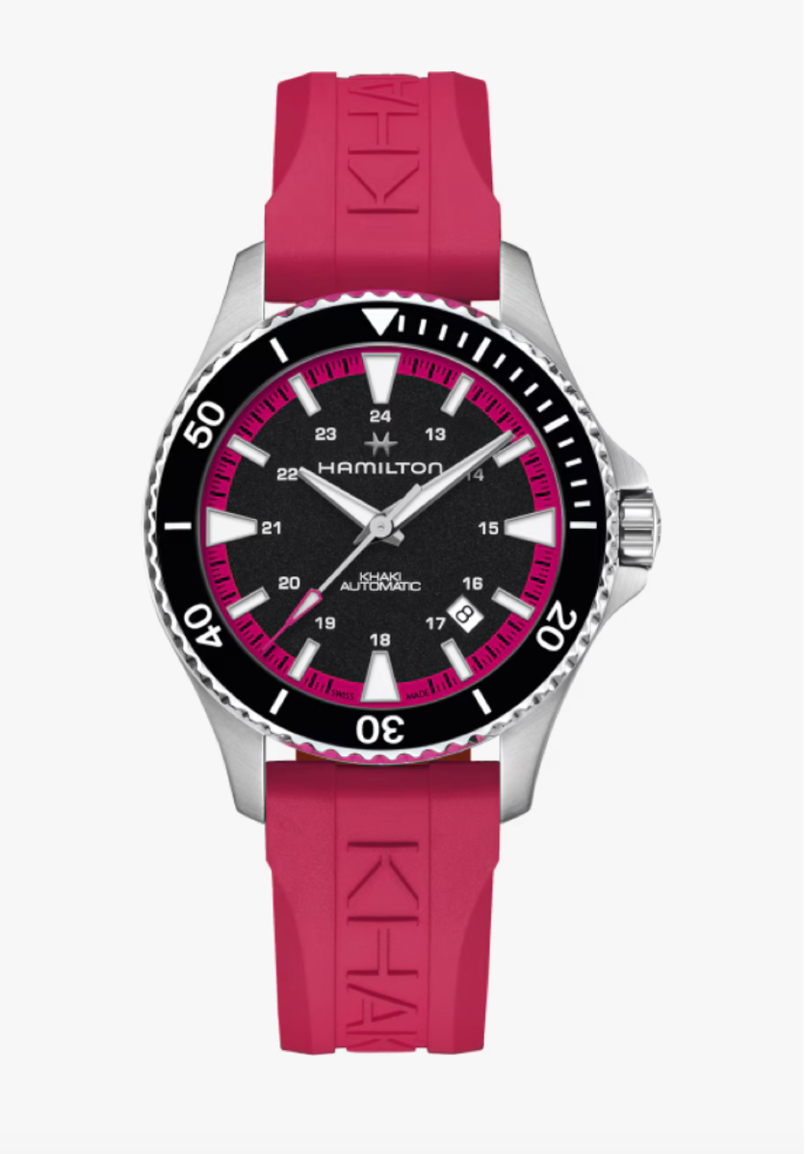Hamilton Khaki Navy Scuba Automatic 40 MM Black and Pink Watch H82395330