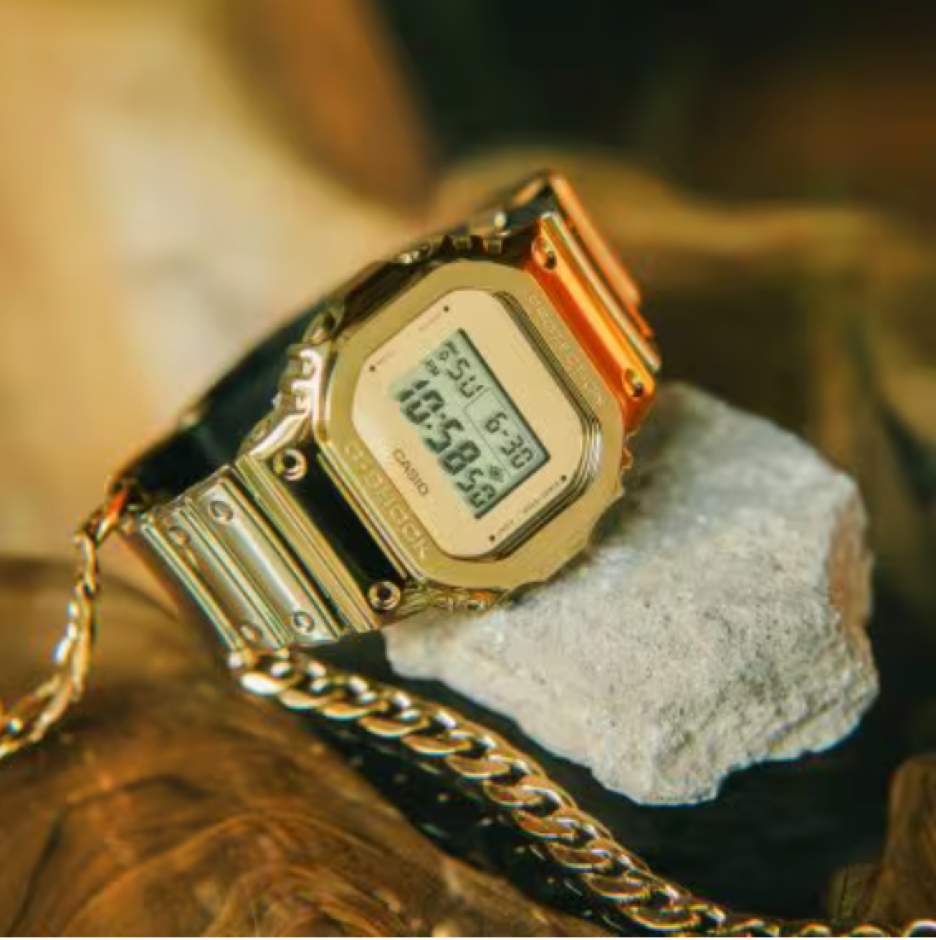 Casio G-Shock G-Steel Metal Bezel Gold Dial Watch GM-5600YMG-9DR