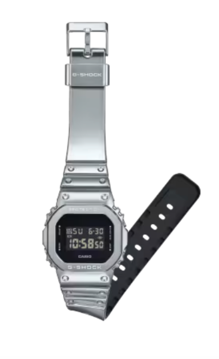 Casio G-Shock G-Steel Metal Bezel Silver Dial Watch GM-5600YM-8DR