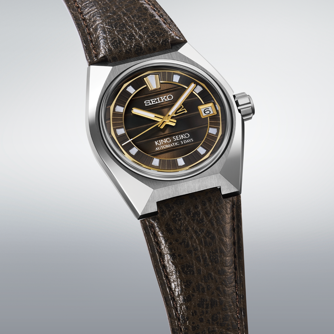 King Seiko VANAC 41 MM Stainless Steel Automatic Brown Dial Watch SLA093J1
