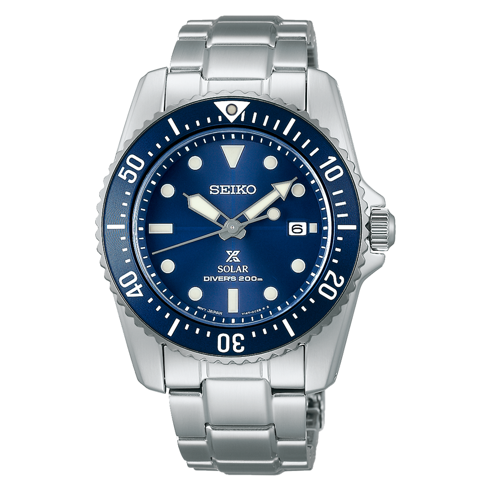 Seiko Prospex Sea Solar Stainless Steel 38.5 MM Blue Dial Watch SNE585P1