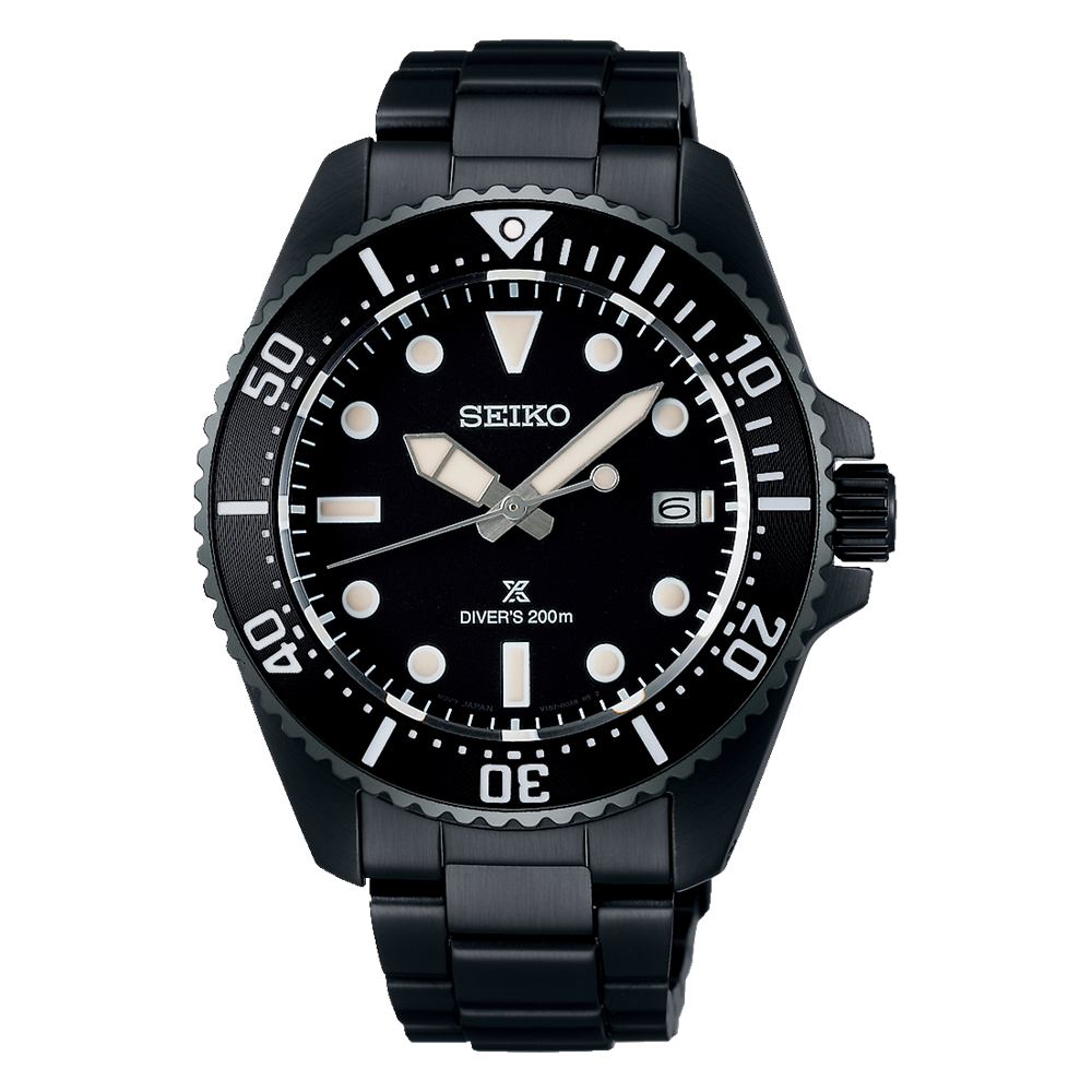 Seiko Prospex Sea 41 MM SS Black IP Solar Watch SNE599P1