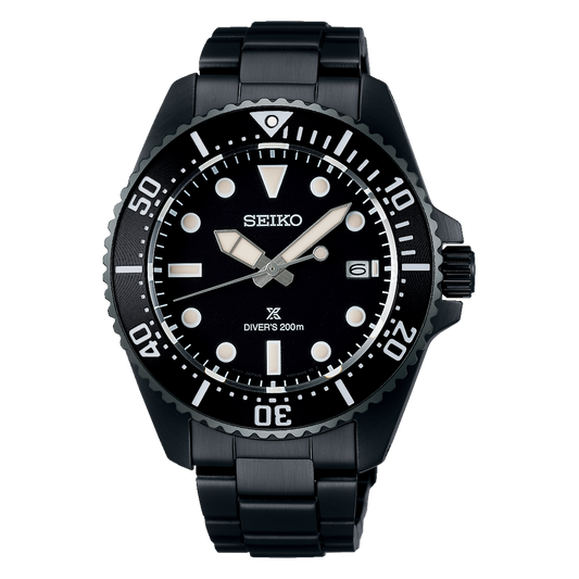 Seiko Prospex Sea 41 MM SS Black IP Solar Watch SNE599P1