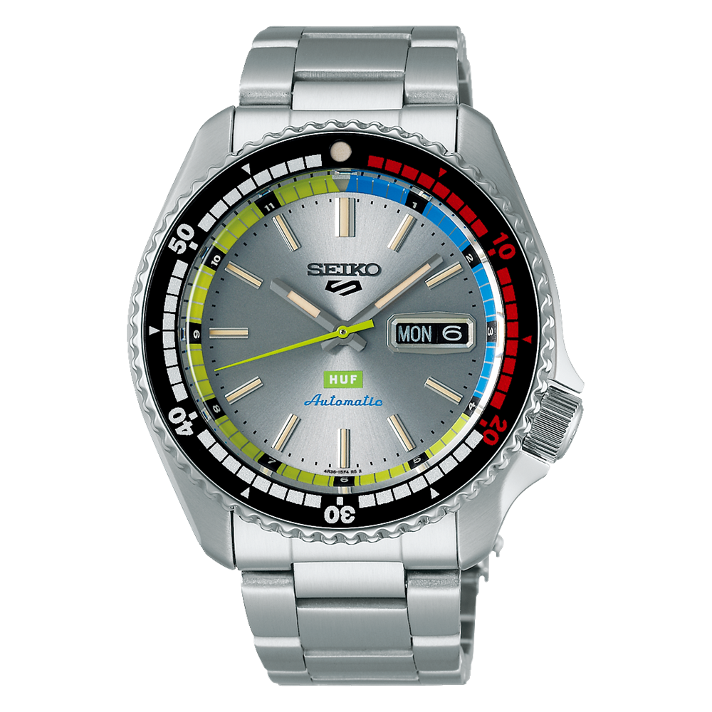 Seiko 5 Sports SKX Series HUF Limited Edition 42.5 MM Silver Dial SS Automatic Watch SRPL33K1