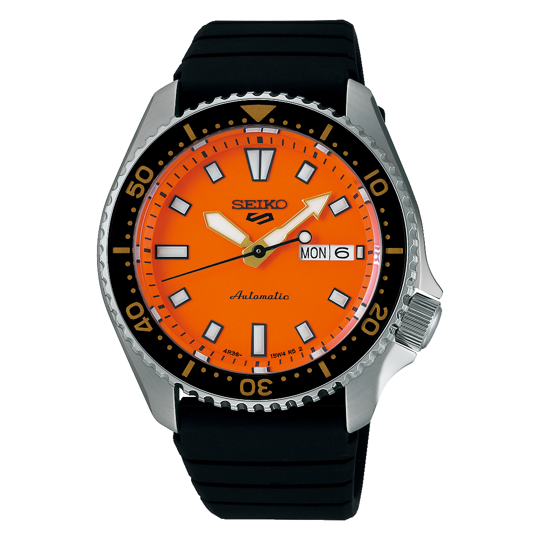 Seiko SKX 5 Sports Series 42.5 MM Stainless Steel Orange Dial Automatic Watch SRPL89K1