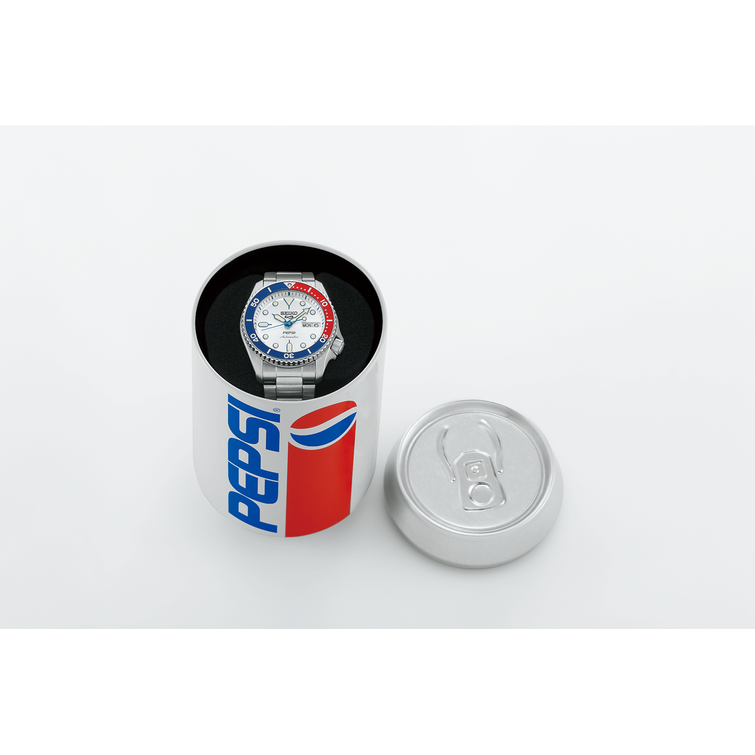 Seiko 5 Sports x Pepsi® Limited Edition 38 MM SS Silver Dial Watch SRPL99K1