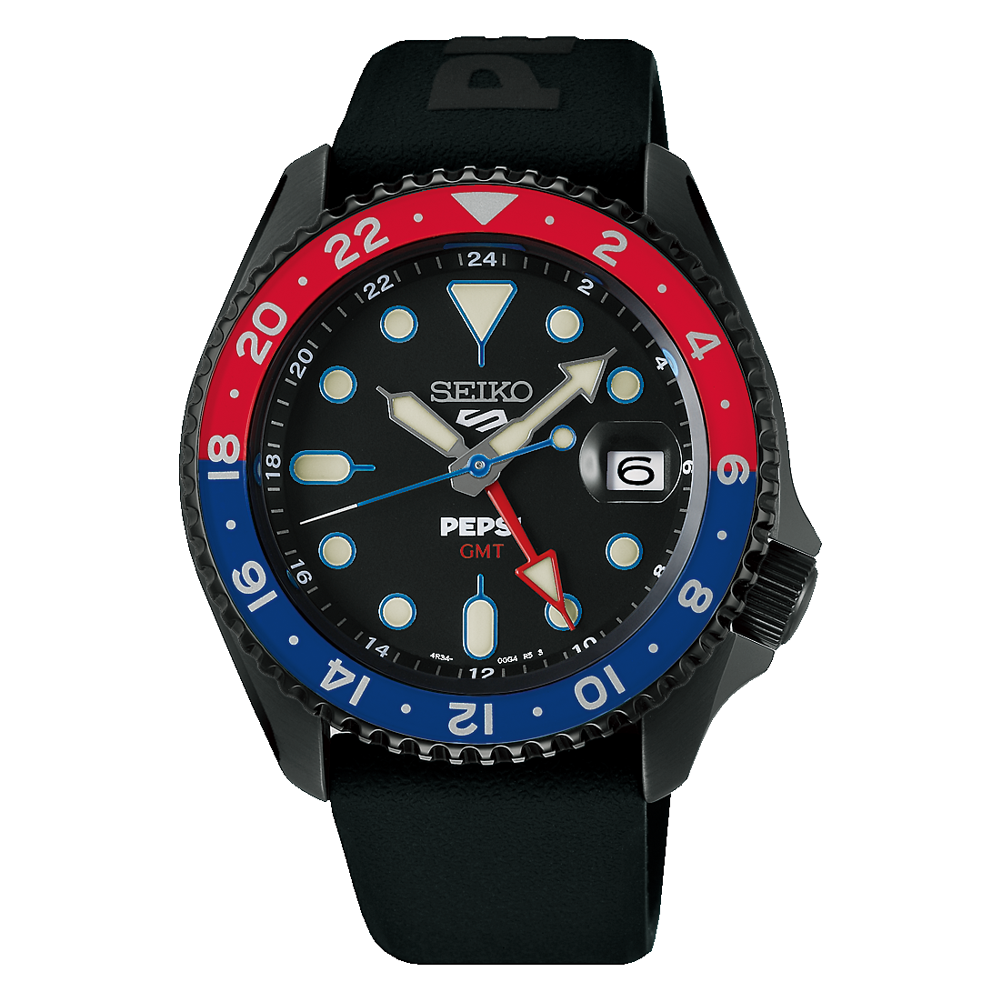 Seiko 5 Sports x Pepsi® Limited Edition 38 MM SS Black Dial Watch SSK047K1
