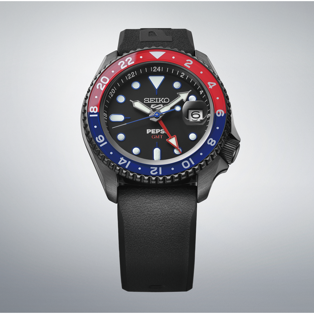Seiko 5 Sports x Pepsi® Limited Edition 38 MM SS Black Dial Watch SSK047K1