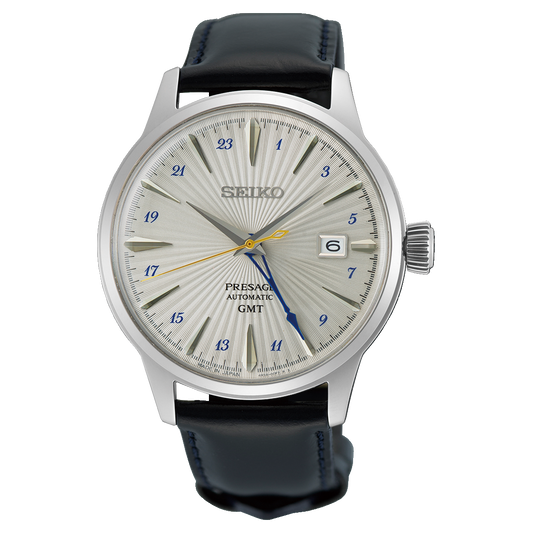 Seiko Presage Cocktail Time 40.5 MM Automatic GMT Silver Dial Watch SSK049J1