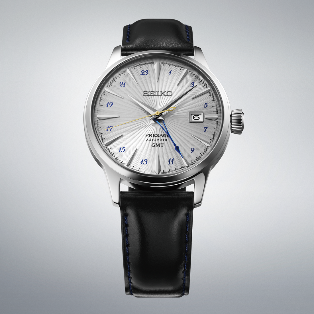 Seiko Presage Cocktail Time 40.5 MM Automatic GMT Silver Dial Watch SSK049J1