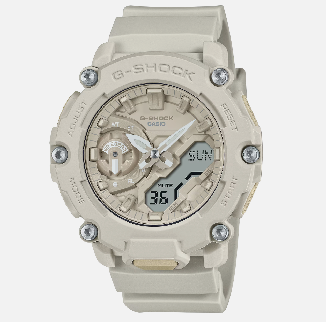 Casio G-Shock Analog Digital Beige Resin Watch - GA-2200NC-7