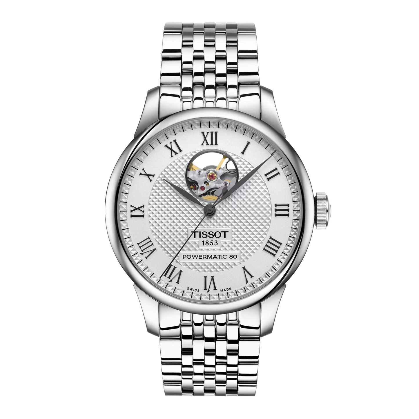 Tissot Le Locle Powermatic 80 Open Heart 39.3 MM SS Automatic Silver Dial Watch T006.407.11.033.02