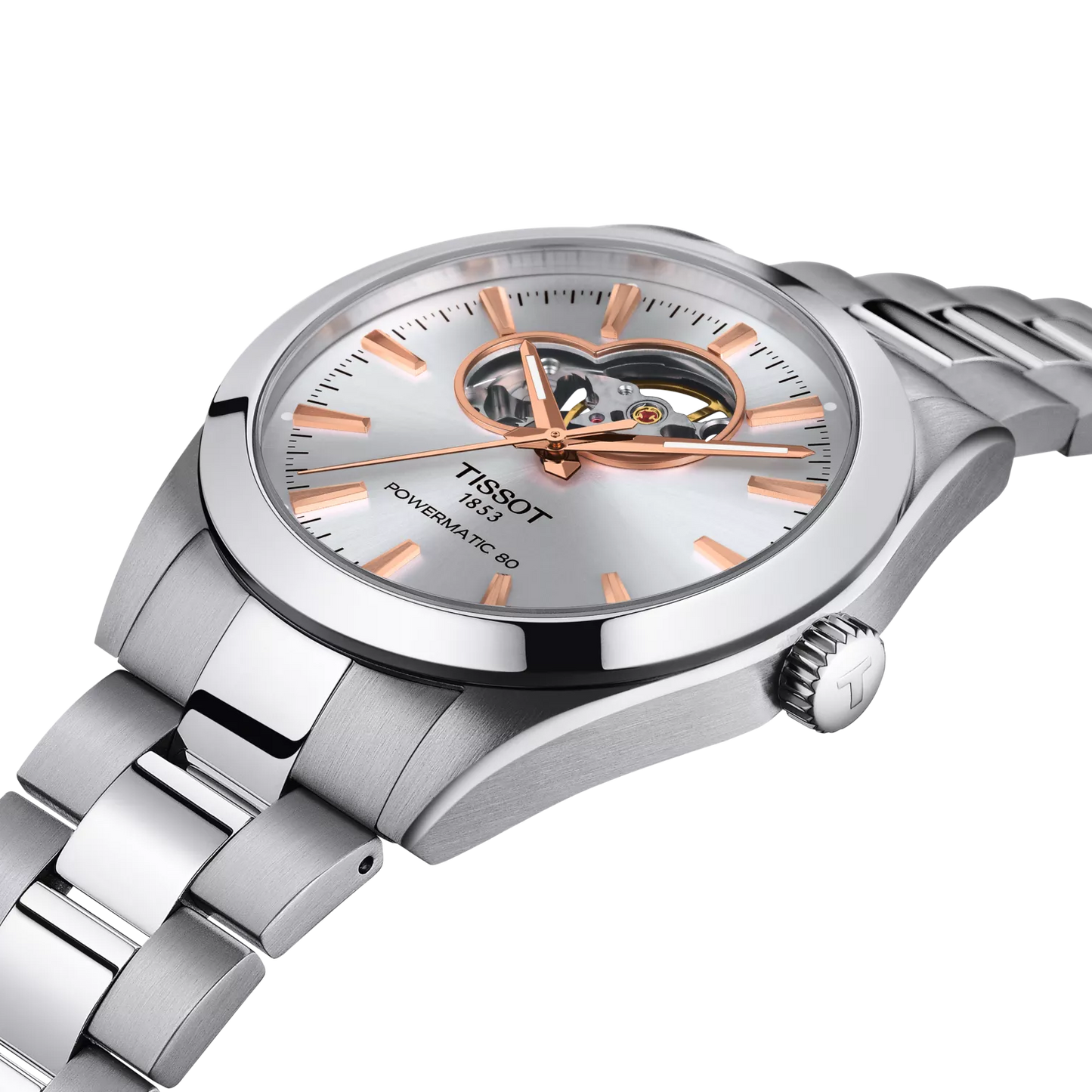 Tissot Gentleman Powermatic 80 Open Heart 40 MM SS Automatic Silver Dial Watch T127.407.11.031.01