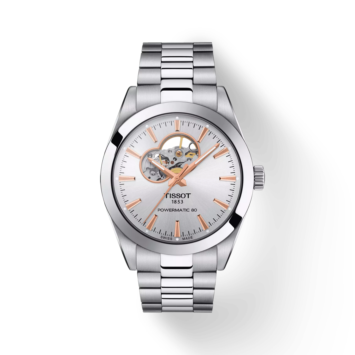 Tissot Gentleman Powermatic 80 Open Heart 40 MM SS Automatic Silver Dial Watch T127.407.11.031.01