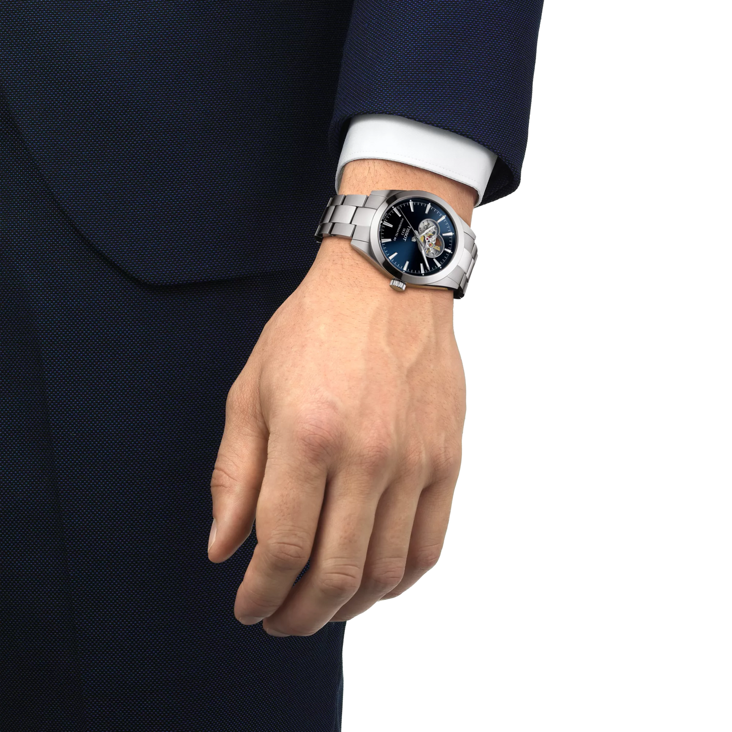 Tissot Gentleman Powermatic 80 Open Heart 40 MM SS Automatic Blue Dial Watch T127.407.11.041.01