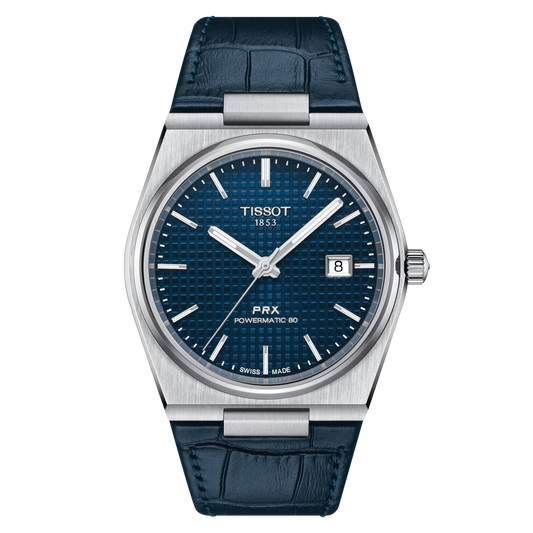 TISSOT PRX POWERMATIC 80 SS 40 MM BLUE LEATHER STRAP BLUE DIAL AUTOMATIC WATCH T137.407.16.041.00