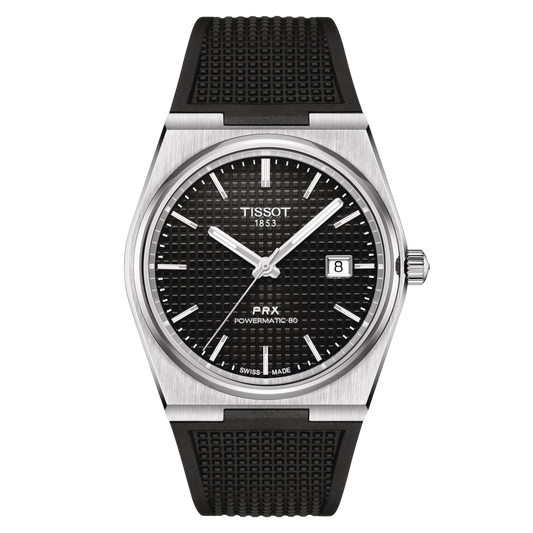 *PRE-ORDER* TISSOT PRX POWERMATIC 80 SS 40 MM BLACK RUBBER STRAP BLACK DIAL AUTOMATIC WATCH T137.407.17.051.00