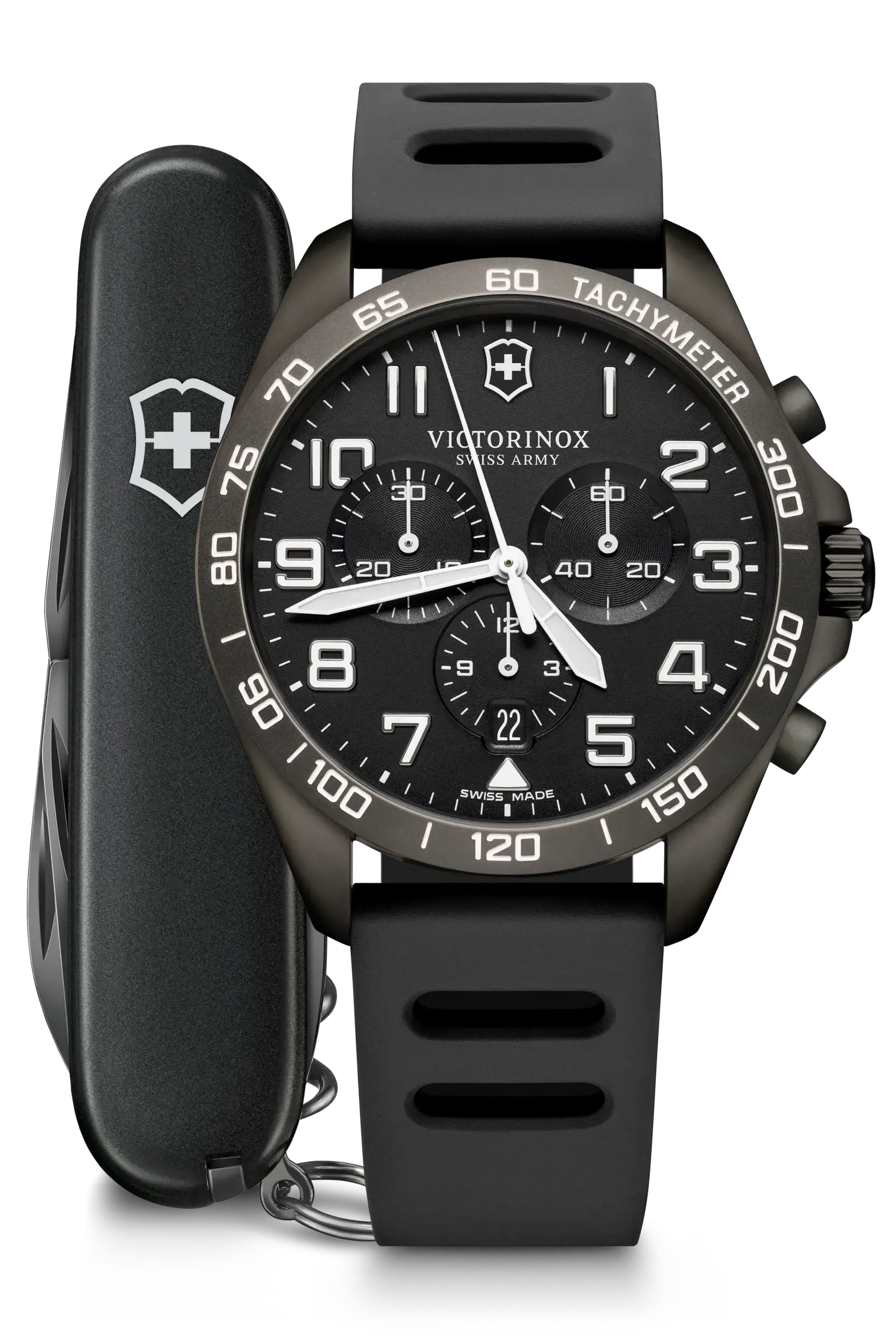 Victorinox Fieldforce Sport Chronograph 42 MM SS Black Matt Dial Watch 241926.1