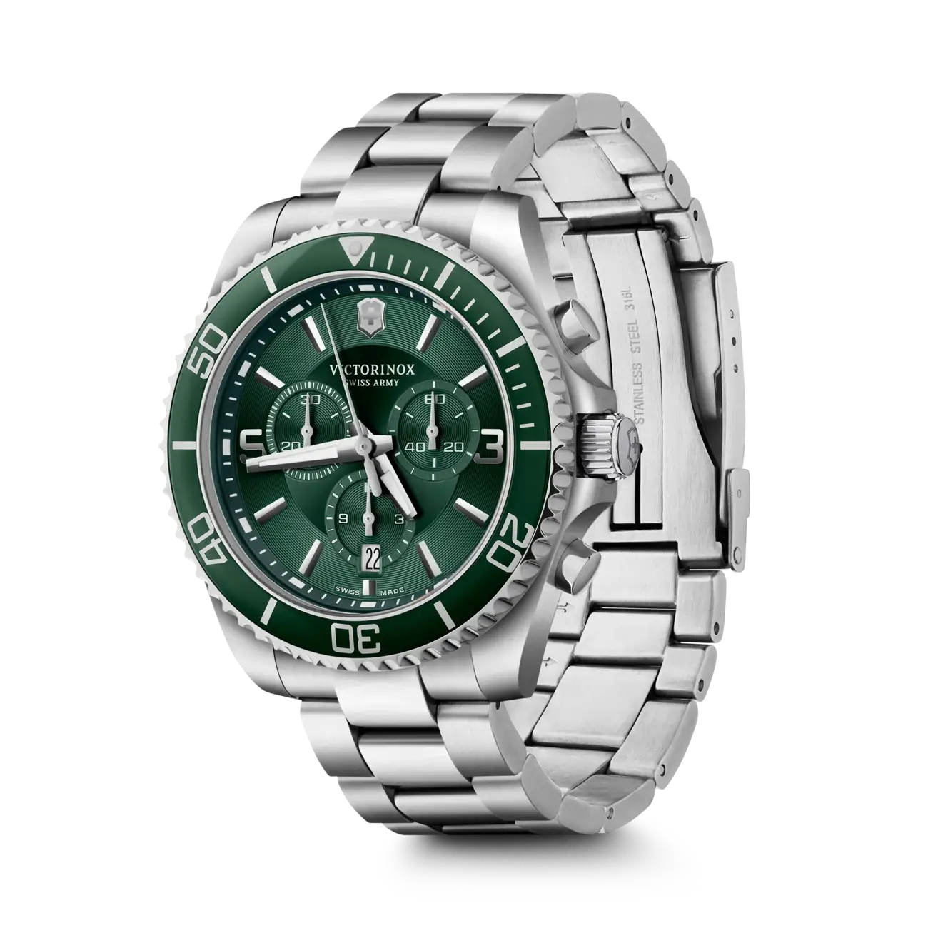 Victorinox Maverick Chronograph 43 MM SS Analog Quartz Green Dial Watch 241946
